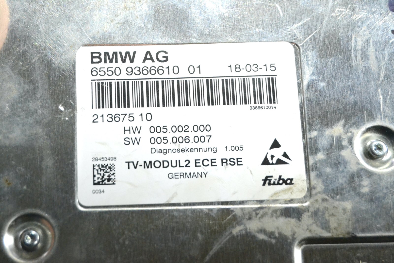 9366610 9347965 bmw F01 F02 F04 F07 F10 F11 F13 F15 F16 F85 TV ECE